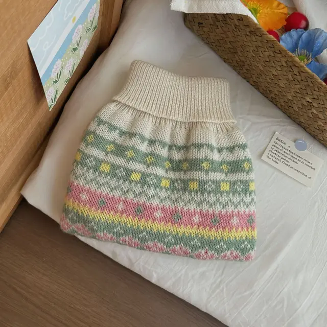 New Winter Beige Green Stripe Dog Pet Sweater for Warm Christmas New Year Clothes Wear for Small Medium Puppy Pet 5