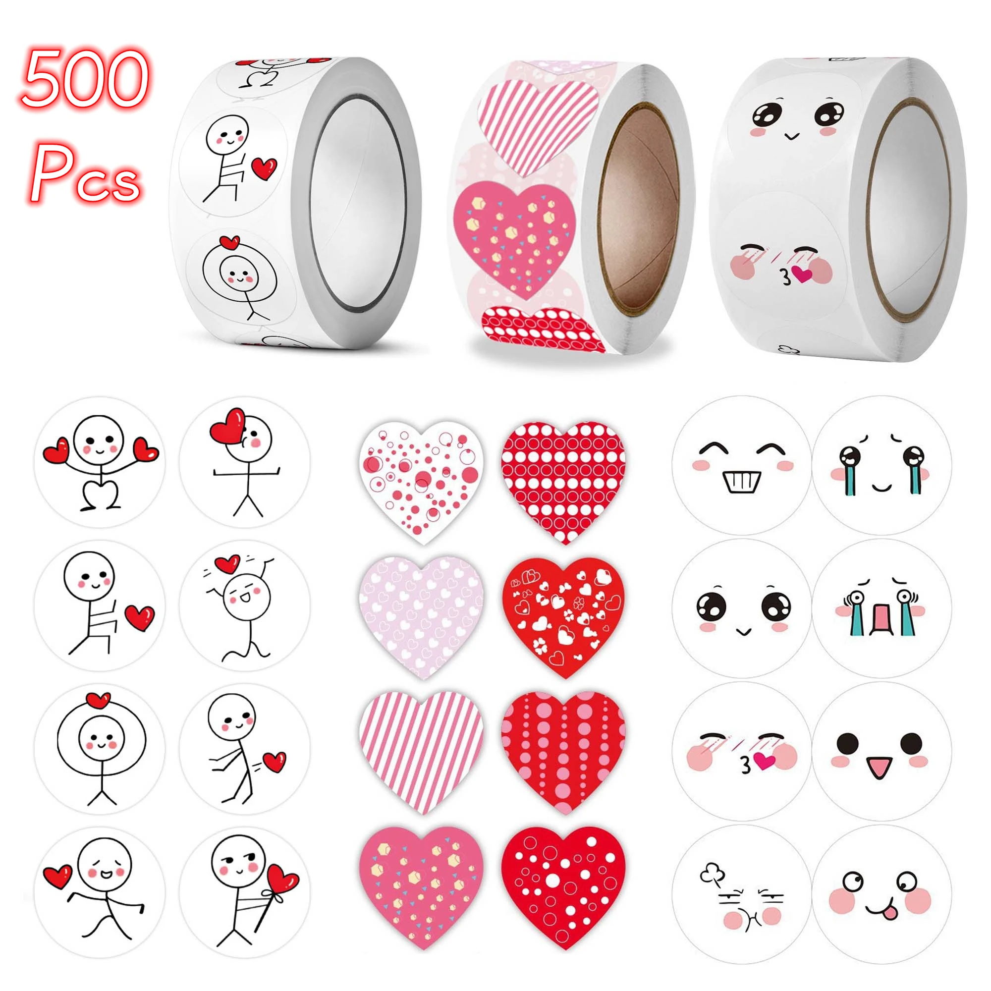 

Наклейки на День святого Валентина, наклейки с милыми сердечками, наклейки-ленты для свадьбы, праздника, подарочной коробки, декоративные наклейки-конверты, 500 шт.
