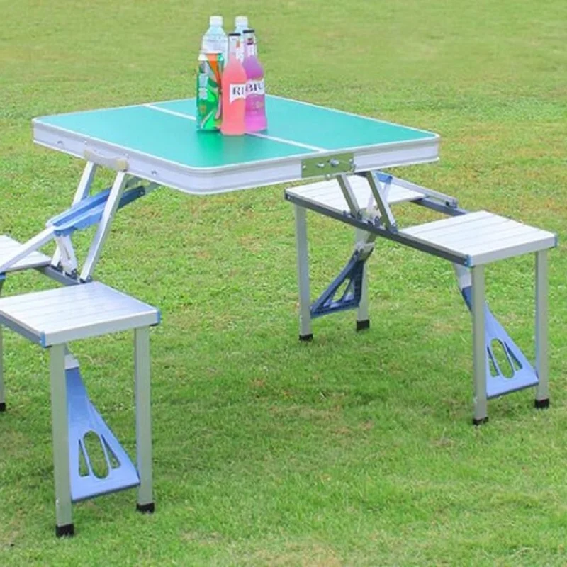K-star Table Chair Sets Desk Chairs Set Portable Camping Picnic Integrated Folding Outdoor Aluminum Metal Countryside Rectangle