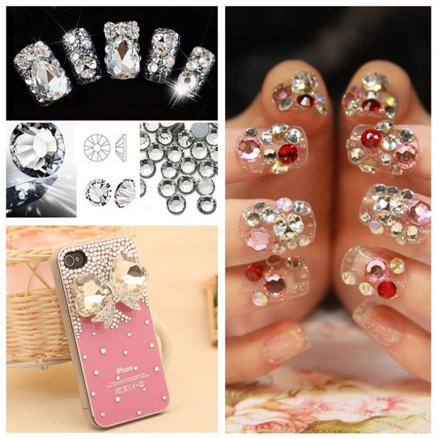 1440pcs Non Hotfix Mixed size crystal ab silver gold FlatBack Rhinestones  Nail Art Decorations Glitter Gems glue on - AliExpress