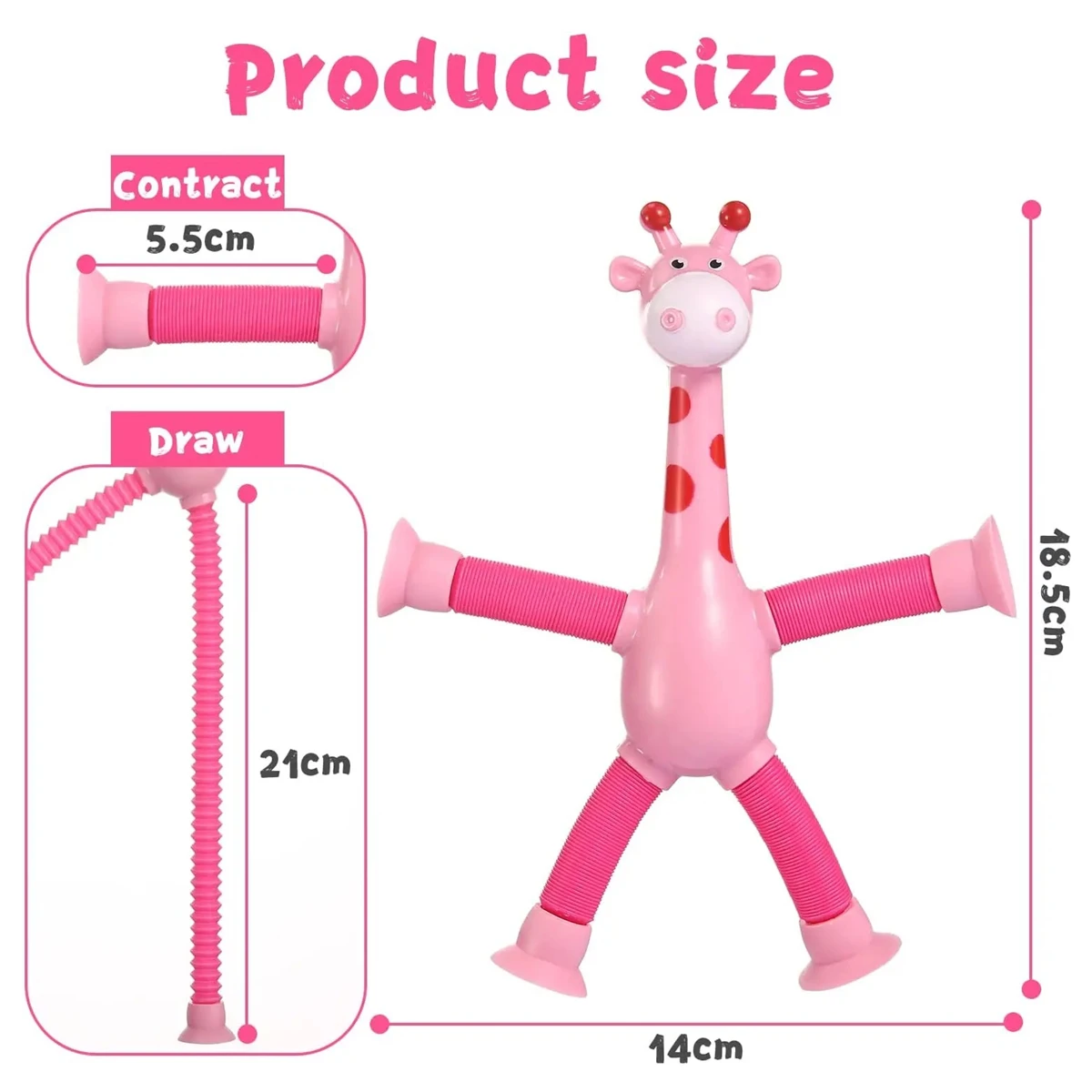 Fidget Toys 4PCS Telescopic Suction Cup Giraffe Toy Pop Tubes Shape Changing Tubes Sensory Toys Funny Gift for Kids Boys Girls