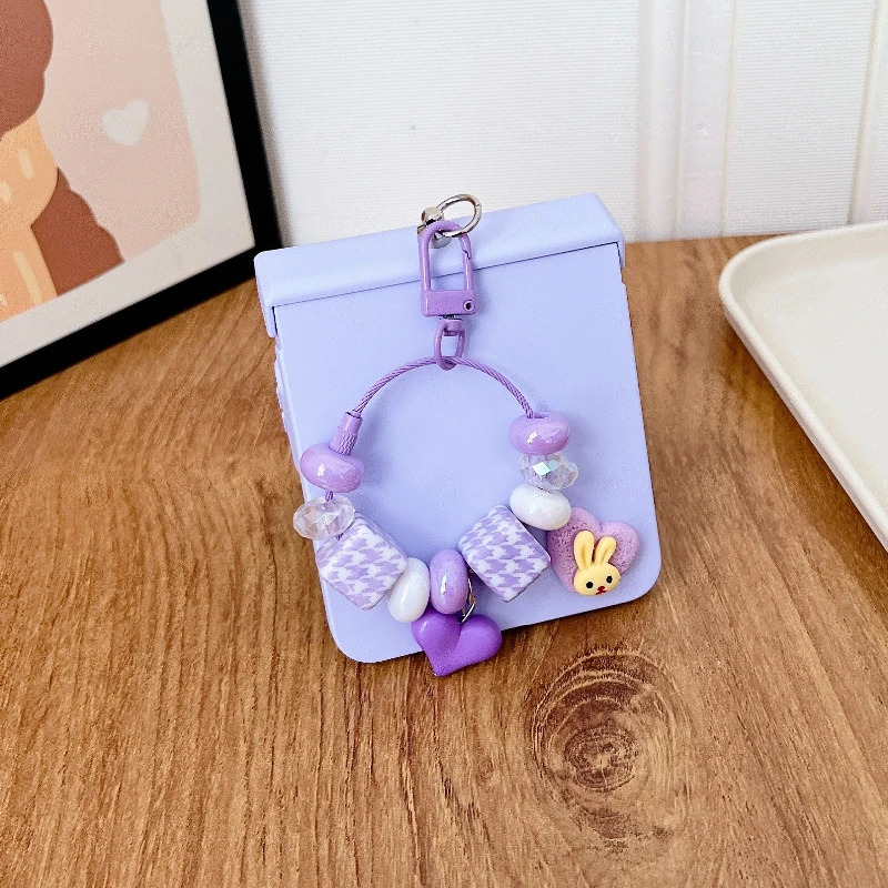 Charming Bunny Sticker Case Set with Chain and Cartoon Hinge Cover