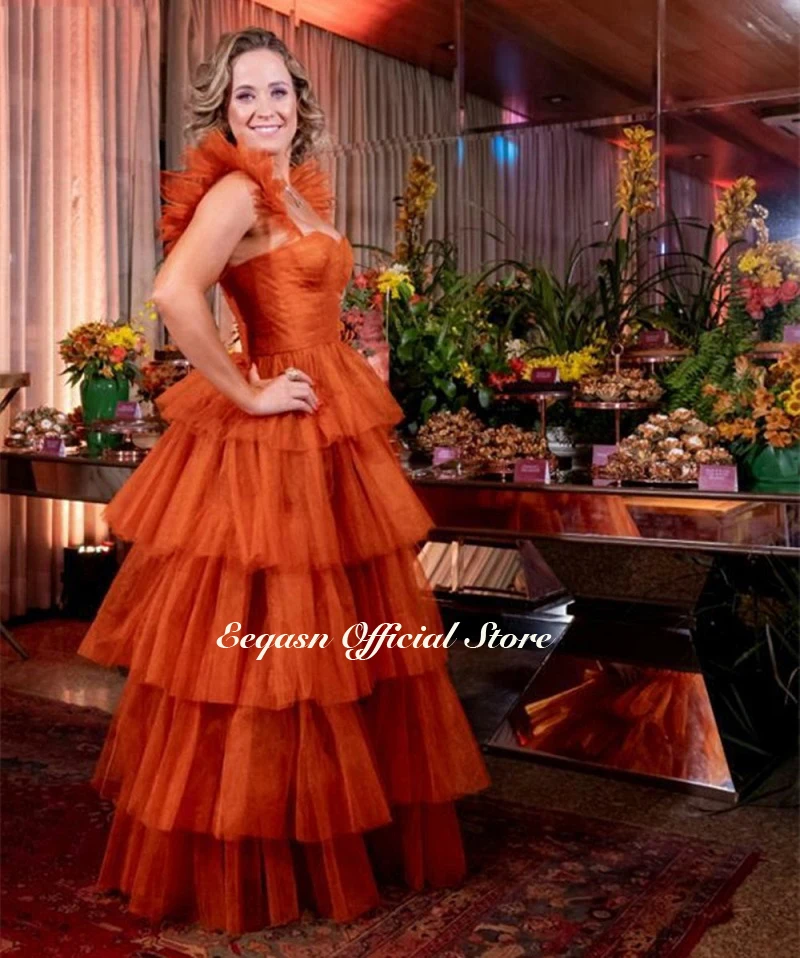 Unique Fushcia Women Evening Dress Layered Tulle A Line Prom Gown Green  Black Red Formal Dresses Customized Robe de soiree - AliExpress 320