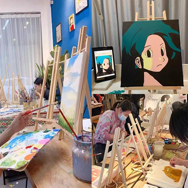 Wooden Mini Easel Frame Artist's Work Photos Craft Desktop Triangle Trapezoid Display Stand Painting Drawing Easel Party Decor 5
