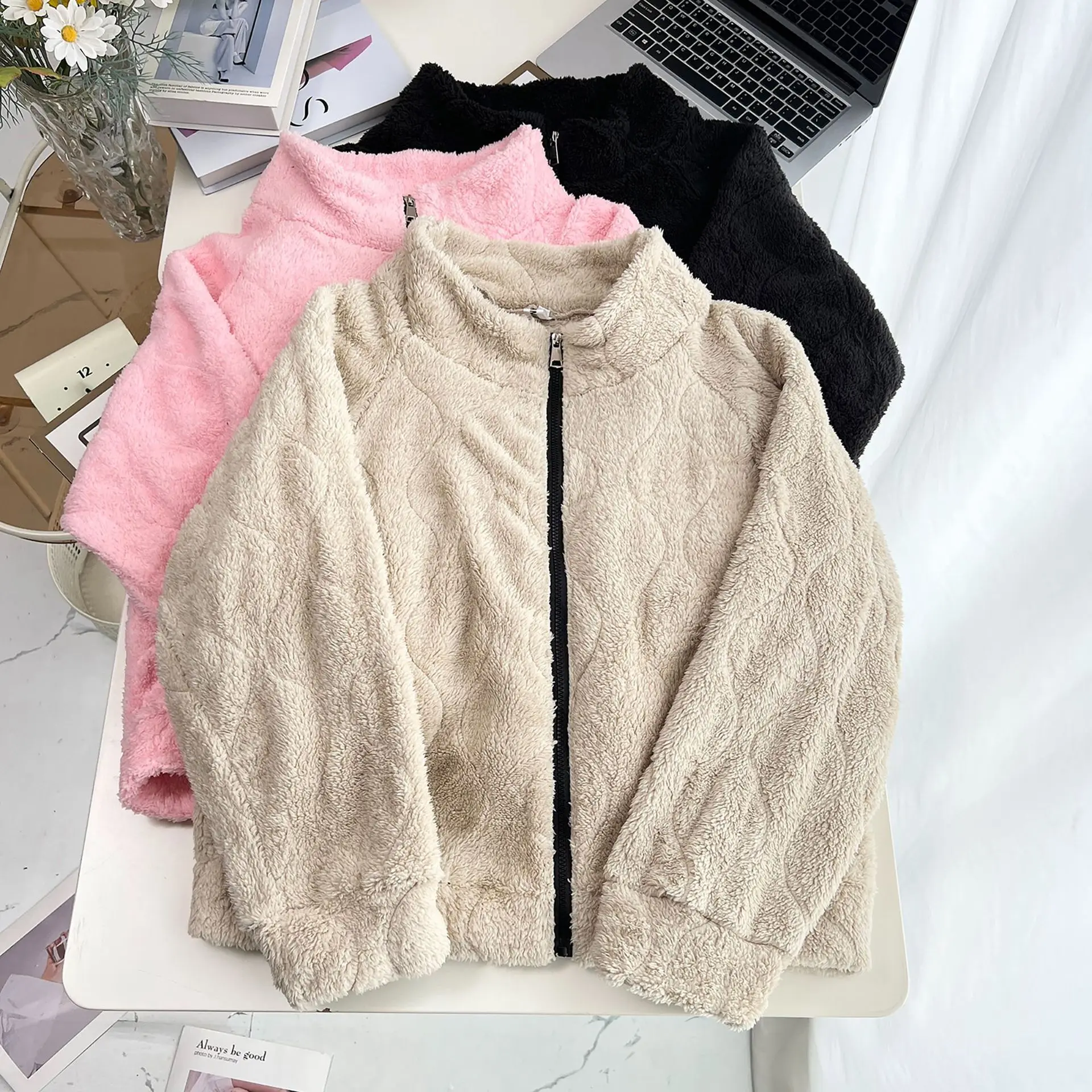 XXXXXL Fashion Plus Size Women's Coat New Casual Embossed Plush stand-up Collar OUTERWEAR For Autumn And Winter 2025