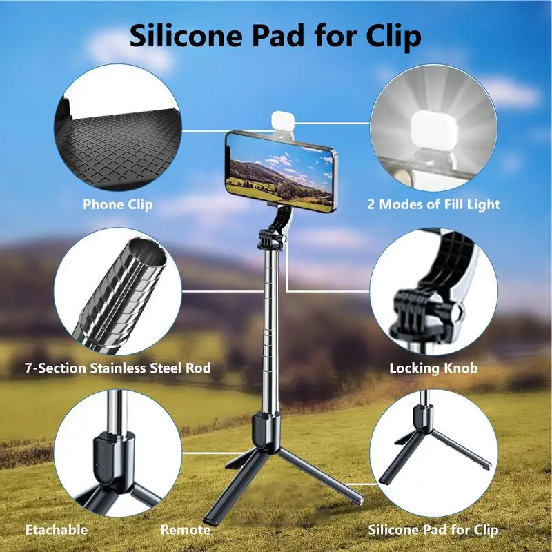 For Phone Portable Travel Tripod Phone Tripod Selfie Stick Rotation Stand Wireless Remote Cell Tripods Stand For Group