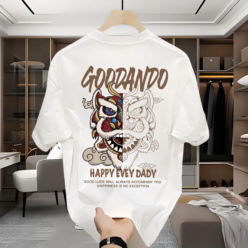 

Men's Cotton Graphic Printed T-shirt Summer Short Sleeve Hop Streetwear Tshirt