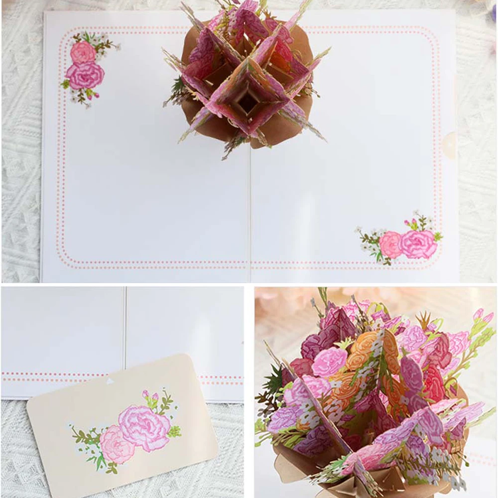 3D Three-dimensional Rose Greeting Card Creative Blessing Handmade Greeting  Card Paper Carving Big Rose Decoration Card - AliExpress