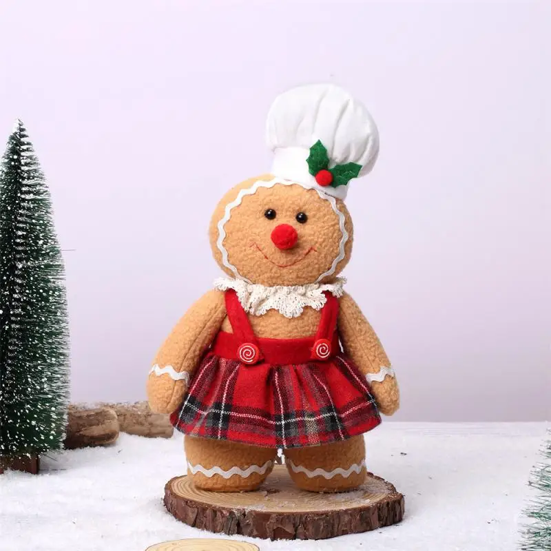 

Lovely Gingerbread Man Doll Ornaments Easy To Clean Cute Christmas Decoration Pendant Good Storage Soft Cartoon Toy Doll