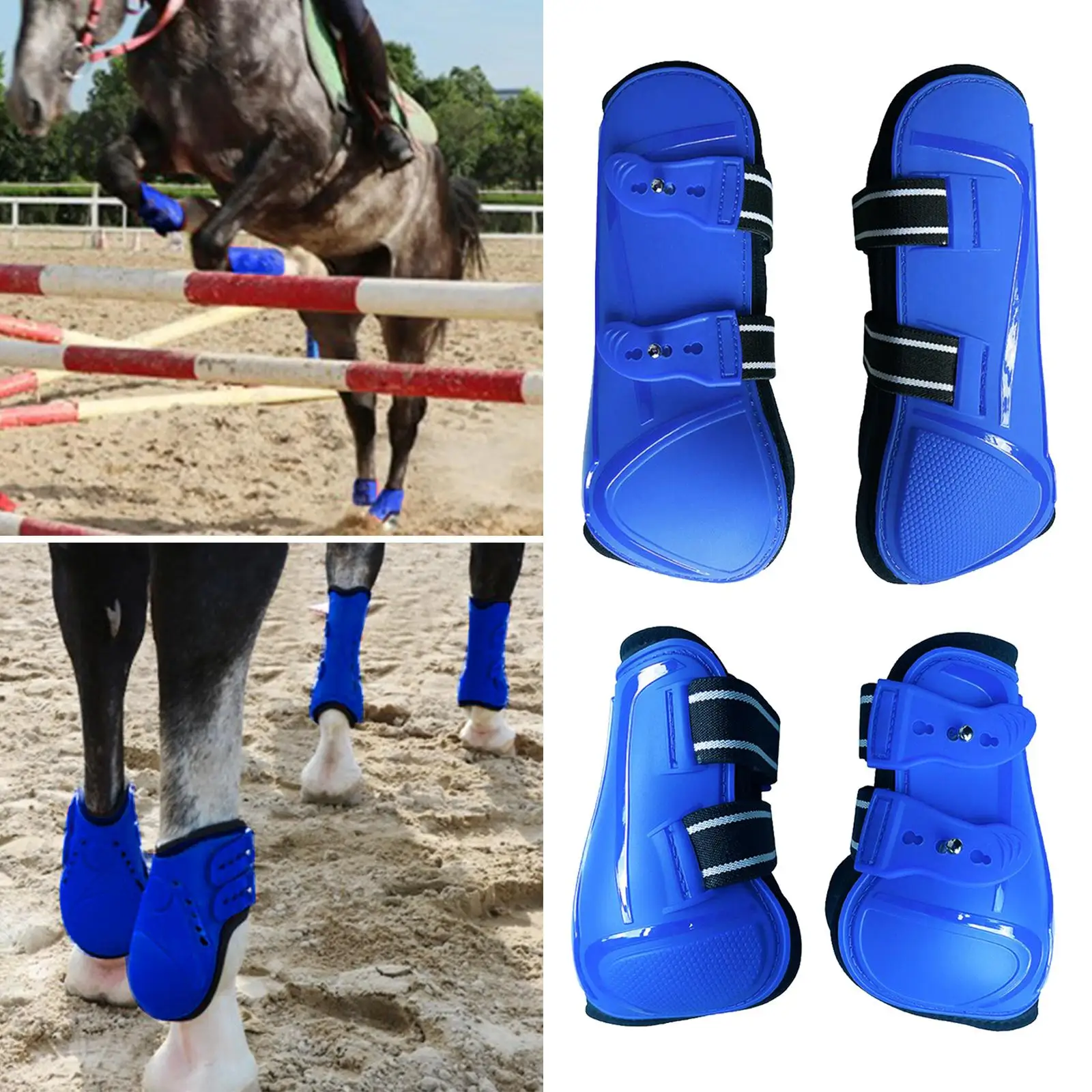 1 Adjustable Horse Leg Boots PU Wrap Riding, Horse Leg Boots Brace Guard for Horse Training Jumping Leg 