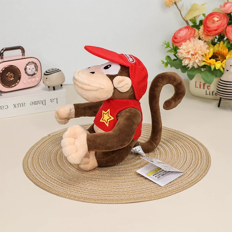 19CM Diddy Kong 마리오 플러시 장난감 Donkey Kong 원숭이 부드러운 인형 봉제 인형 애니메이션 게임 피규어 인형 어린이를위한 크리스마스 생일 선물