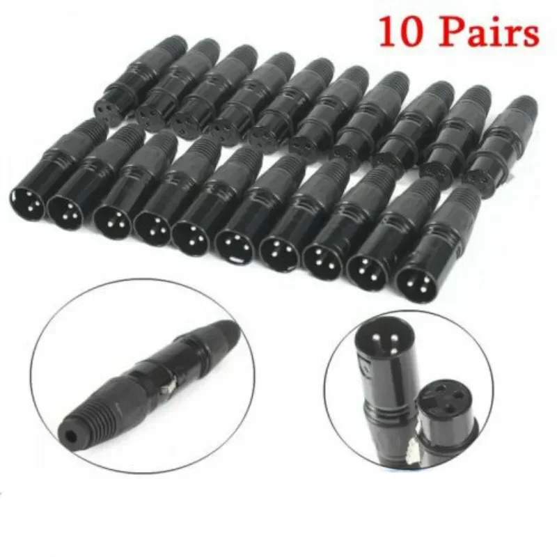 Xlr Dmx Pinos Microfone Cabos de Áudio Macho e Fêmea Conectores Conectores de Cabo Cobra Mic 10 Pcs