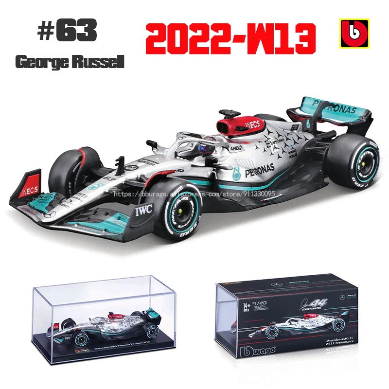 BBURAGO 1:43 2023 Mercedes F1 W14 #44 Hamilton/ #63 Russell modèle
