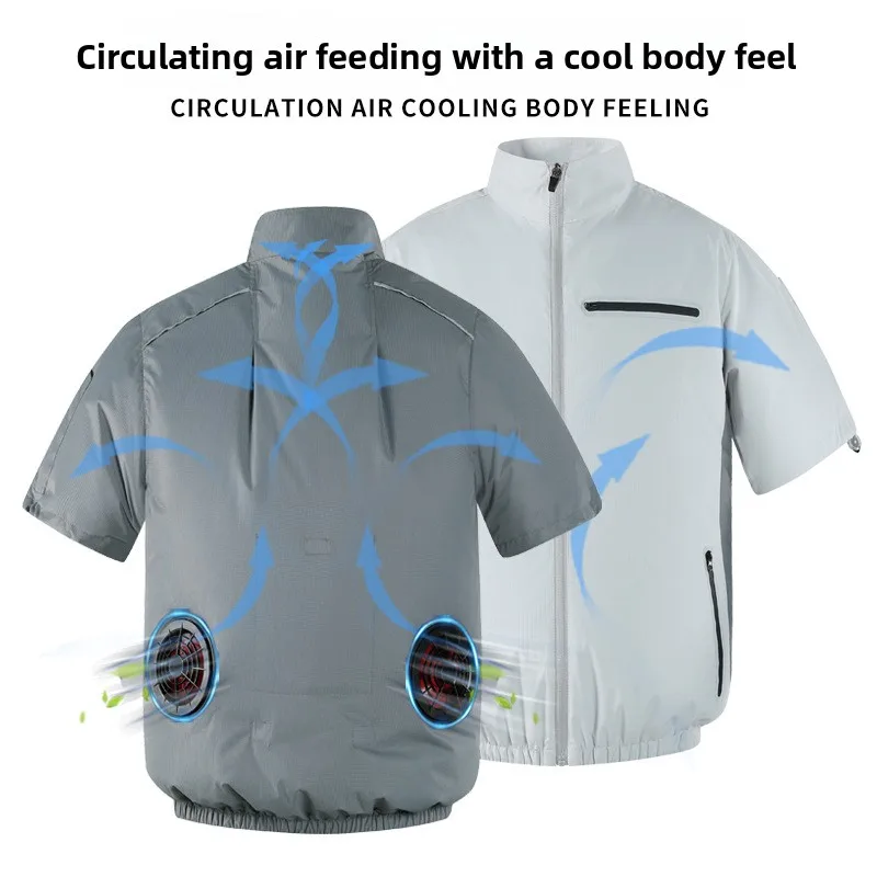 Cooling Uniform Men Women Short Sleeve Fishing Work Jacket with Fan Outdoor Air Conditioner Shirt Breathable Official Clothing