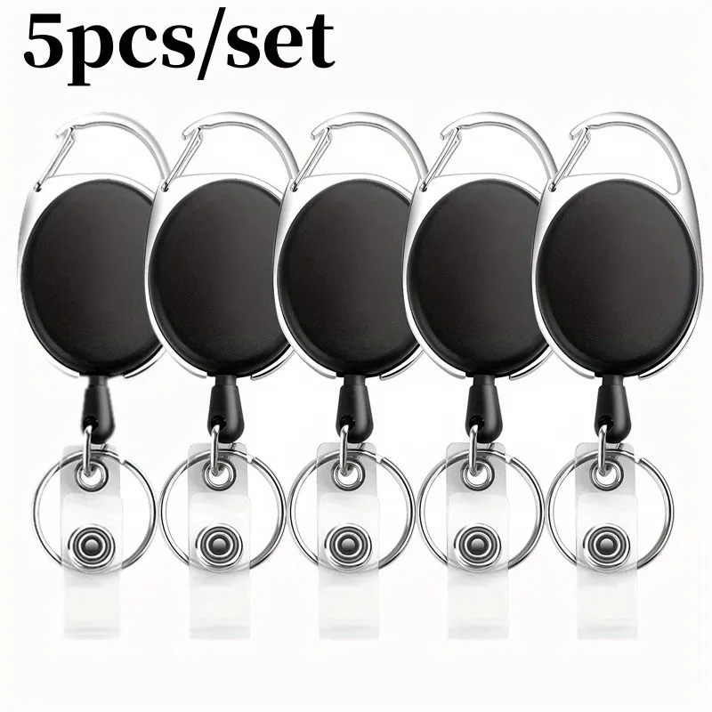 Heavy-Duty Retractable Badge Reel with Carabiner Clip and Key Ring