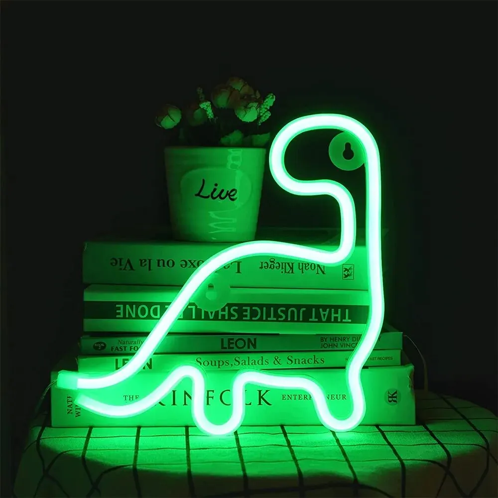 LED Neon Sign LED Night Lights Cat Love Wall Signs Dolphin Dinosaur Lights USB/Battery for Home Bedroom Party Wall Decor 6