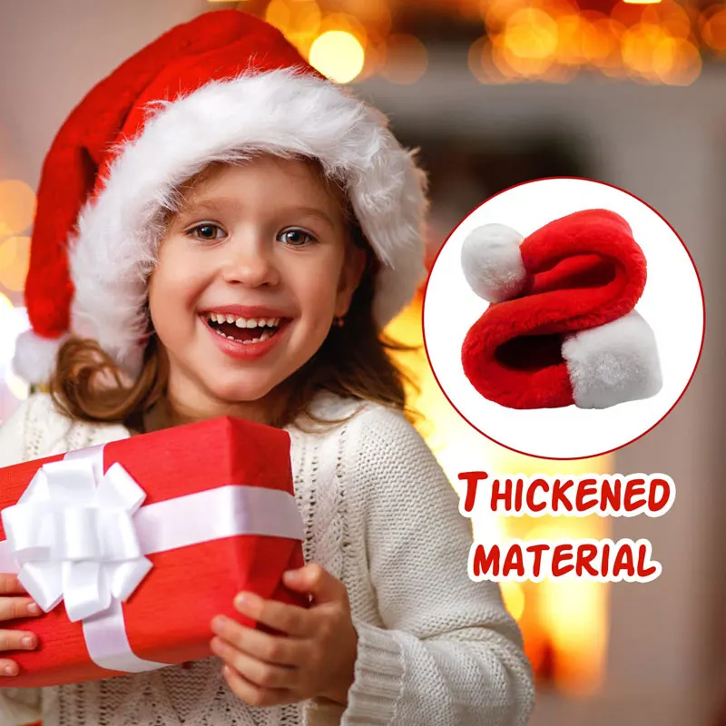 Christmas Santa Hat Adults And Kids Xmas Red Long Plush Holiday Hats Comfort Velvet Party New Year Festive Supplies christmas beanie hat