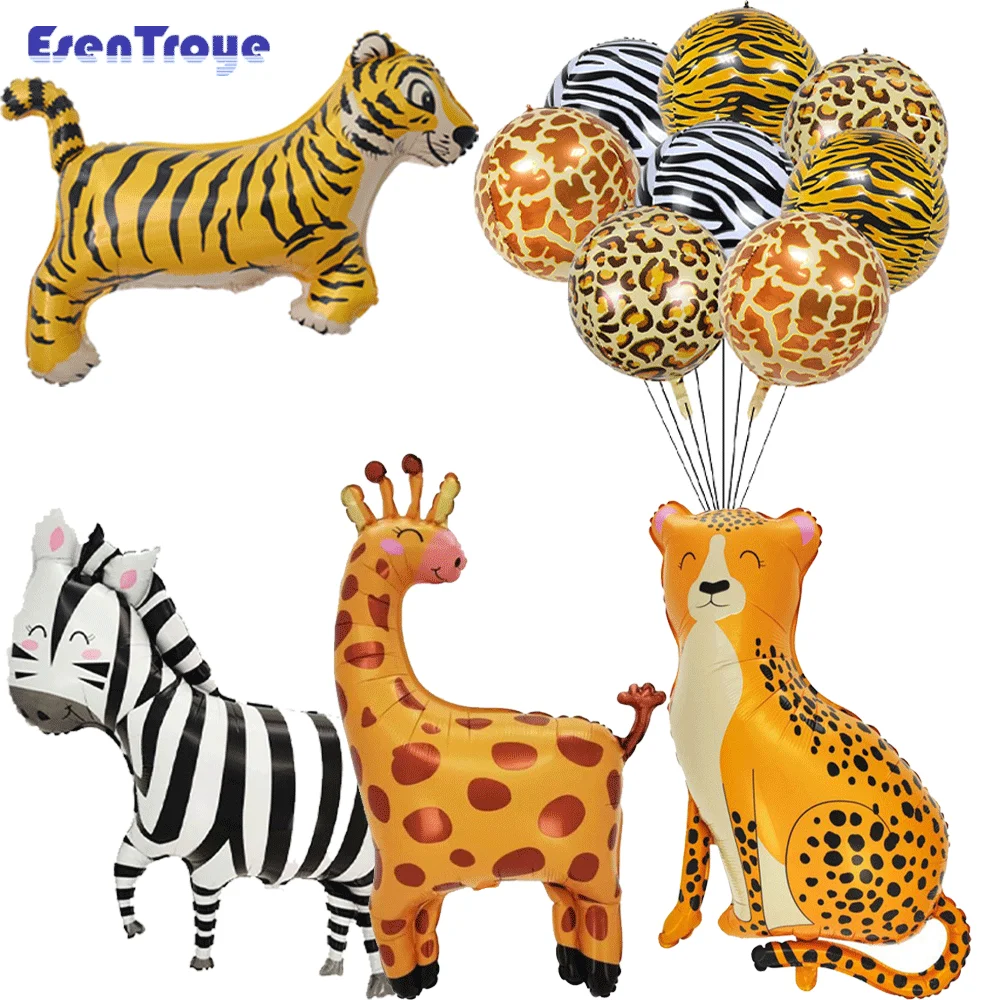 Cartoon Tier folie Luftballons Affe Löwe Zebra Tiger Elefant für Kinder Geburtstag Dschungel Safari Wald Tier Party Dekorationen