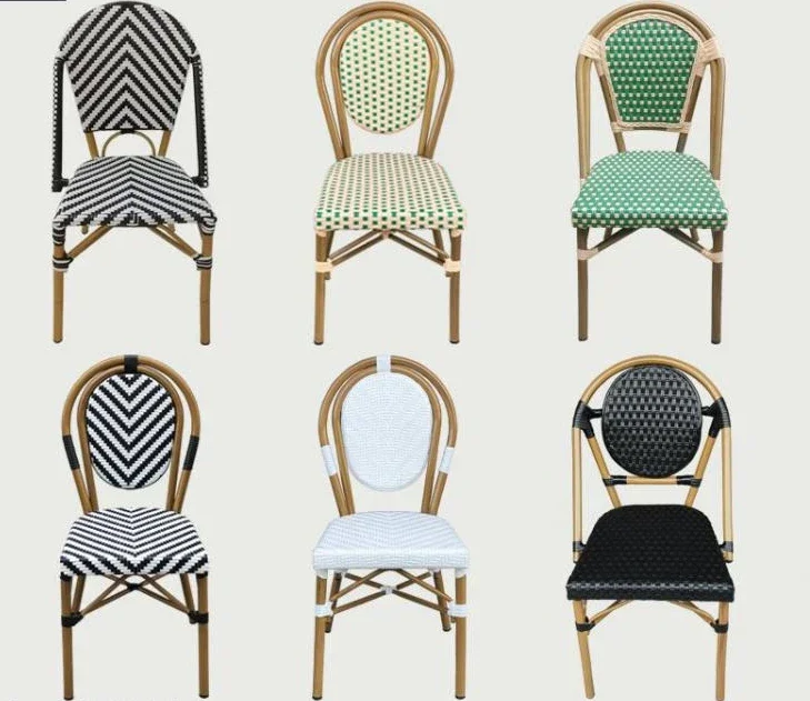 French Dining Chair Cafe Table Chair Nordic Rattan Retro Back Stool Balcony Leisure Rattan Courtyard Outdoor