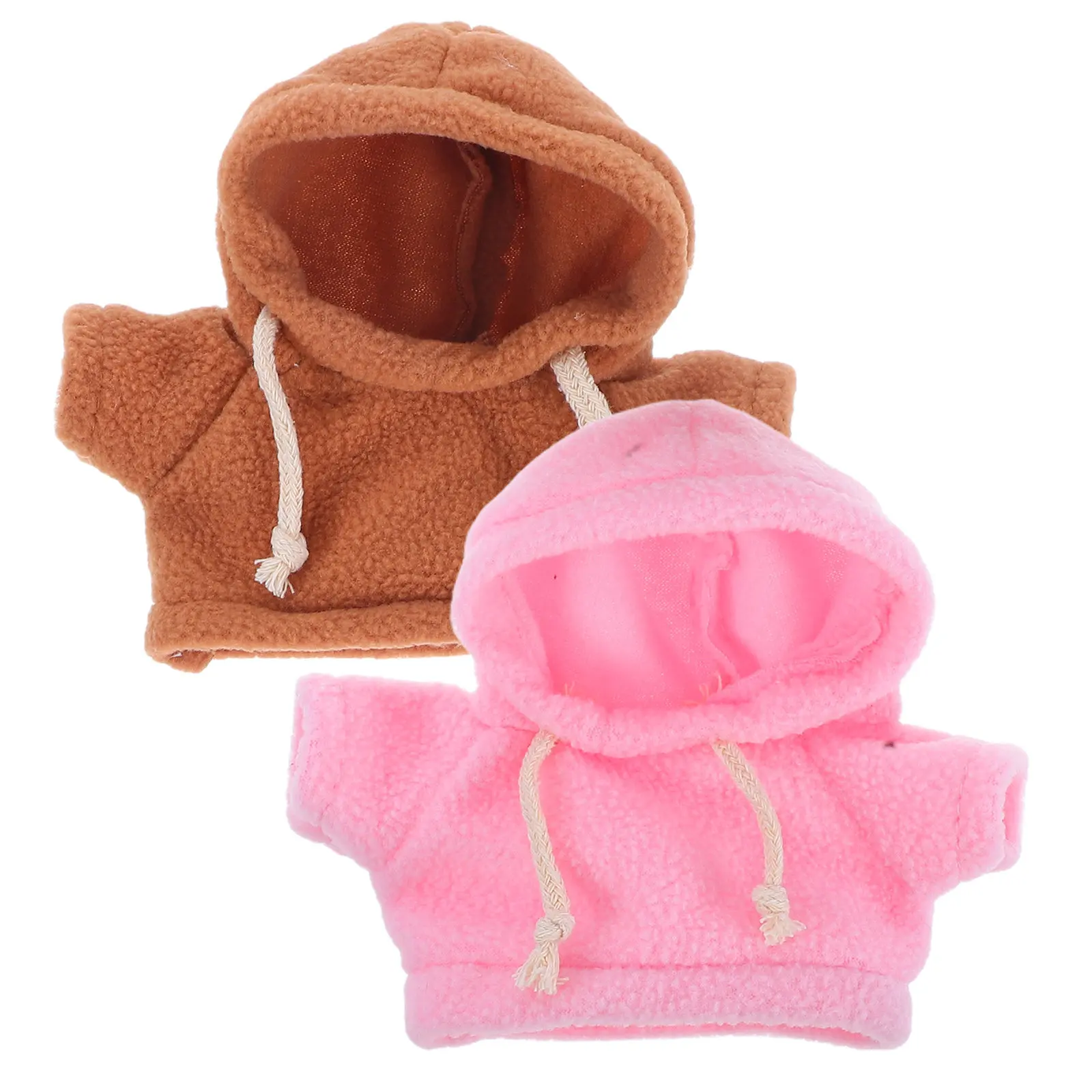 20cm 인형을위한 2Pcs 소프트 베어 후드 의류 미니 의상 교체 의류 겨울 코트 귀여운 유행
