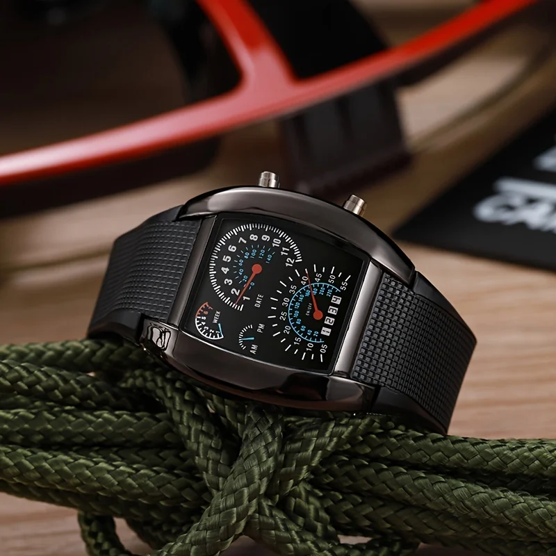 Men's LED Aviation-Style Sports Watch - Square Face, Slim Design, Ideal Gift 5