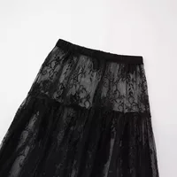 Black Lace Mesh Skirt Women's High Waist Midi Skirt Tulle Long Skirt Women's Translucent Party Women's Sexy Skirt 2024 - Image 5