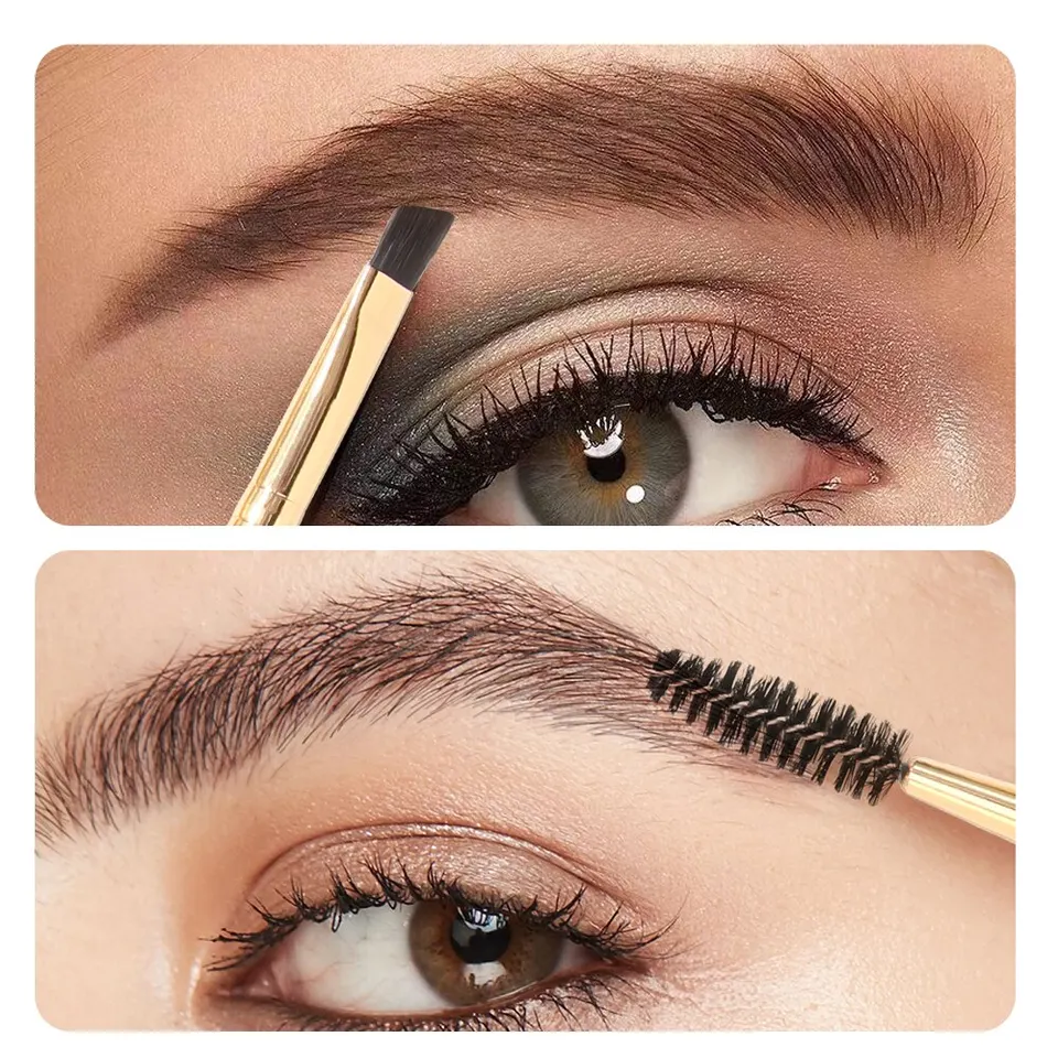 6-teiliges Mascara & Augenbrauen-Pinsel-Set – Aus Edelstahl & Nylon, Inkl. Wimpernkamm & Spoolie