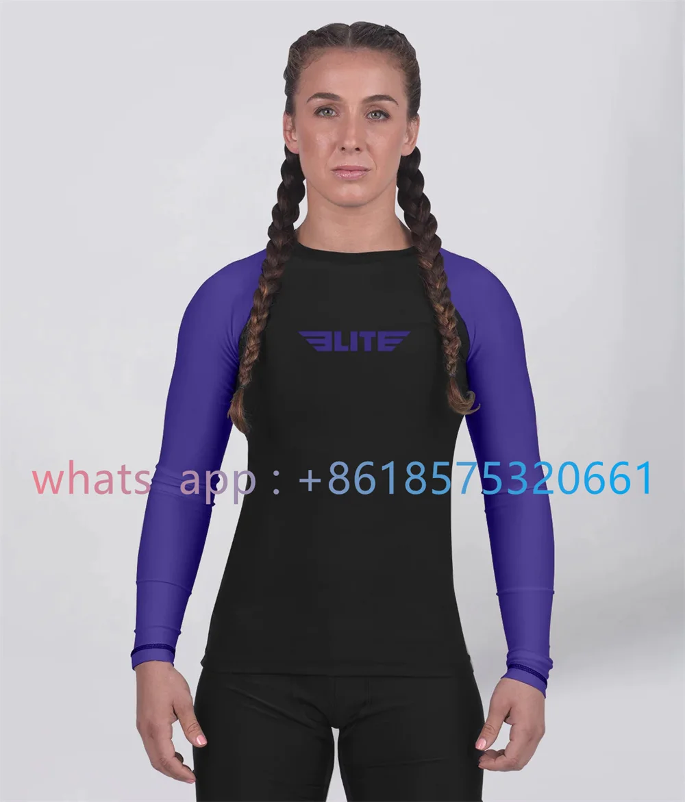 Women's Long Sleeve Jiu Jitsu BJJ Rash Guard Muay Thai T-shirt Kickboxing Shirts Breathable Boxe Fighting MMA Clothing Boxing