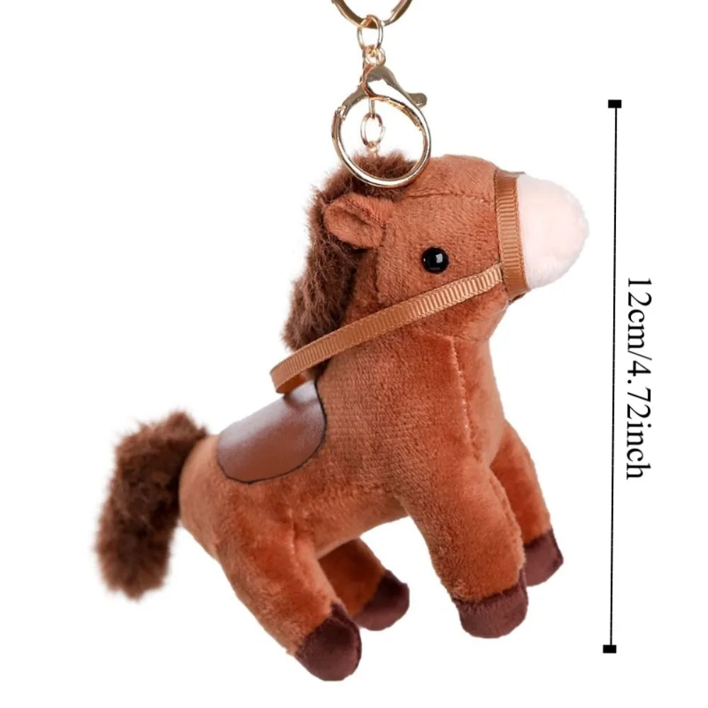Chinese Style Vintage Pony Keychain Mascot PP Cotton Cartoon Animal Stuffed Comfortable Portable Chinese Horse Keyring