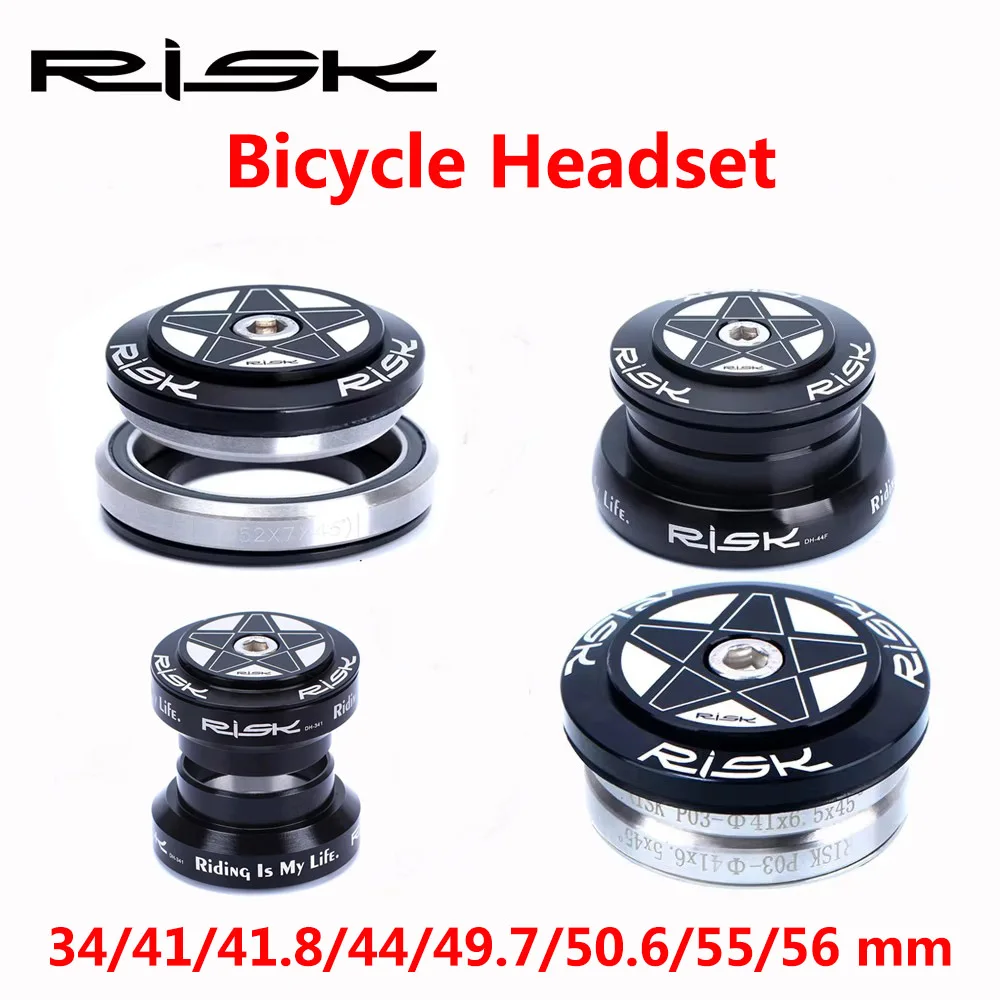 Risk Bicycle Headset Integrated 1 1/8 Steering Column 34 41 41.8 44 49.7 50.6 55 56Mm Mountain Bicycle Press Bearings Box Fork