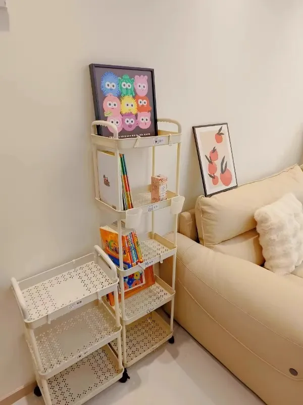 Bookshelf Storage Trolley Mobile Kitchen Organizer Cart With Wheels Multi-Layer Bathroom Shelves Household Snacks Storage Rack storage rack bookshelf storage rack rolling storage cart