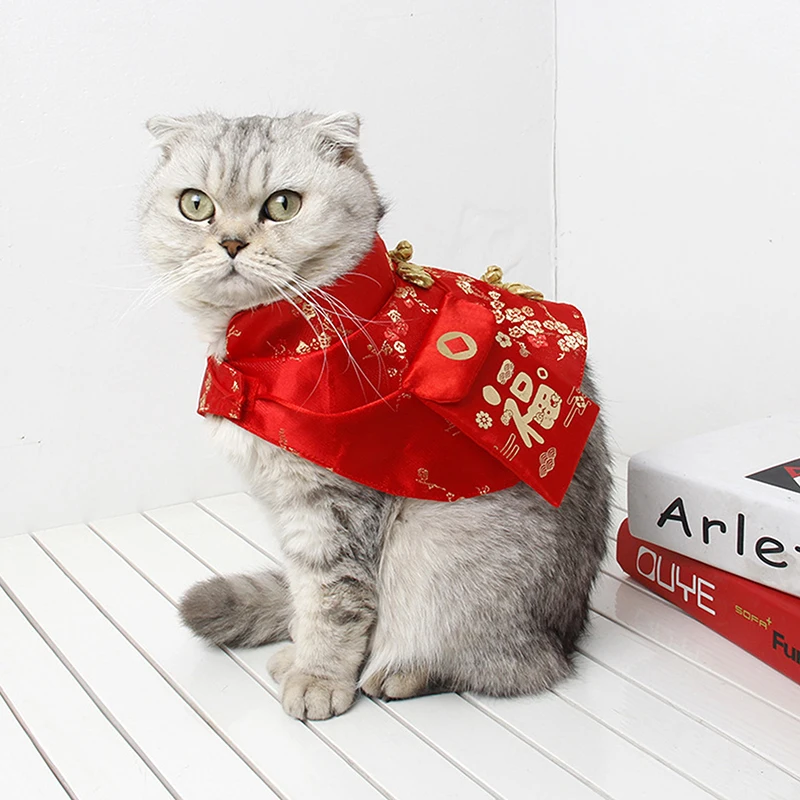 New Year Pet Clothes Chinese Tang Dynasty Dress Festival Cloak for Pupy Dog Cat Cute Pet Dog Costume Warm Clothing pet costumes