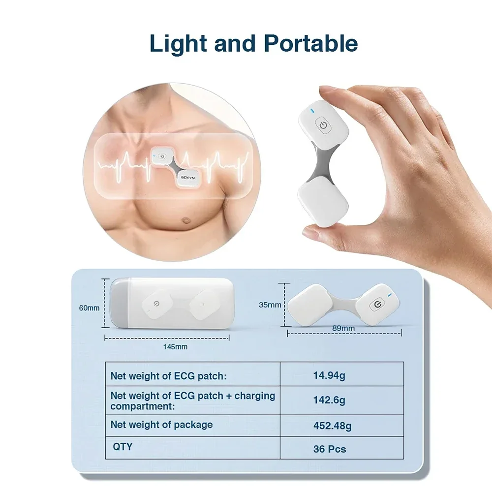 Bluetooth EKG Holter ECG Monitor 24 Hour Real-time Ultra-thin ECG Patch Wearable Wireless Recorder