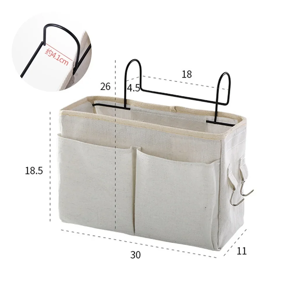Canvas Bedside Hanging Pocket Storage Bag Bedroom Magazine Storage Pouch Diaper Caddy Toy Holder Baby Tissue Box Home Organizer 6