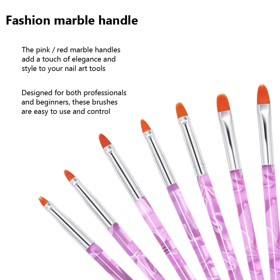 Nail Art Brush Pens, UV Gel Painting Drawing Set, Manicure Tools Kit, 7Pcs per Lot