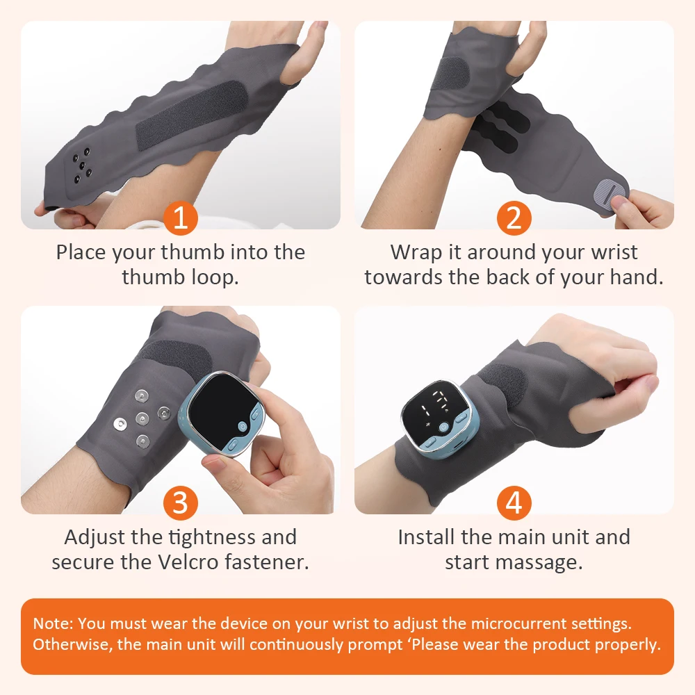 US UK Stock Electric Heating Wrist Massager 5 Modes Vibration Muscle Stimulator Heated Wrist Brace Guard Band Wrist Heating  Pad