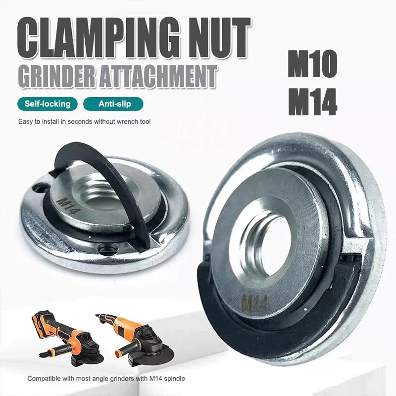 Angle Grinder Self-locking Pressure Plate M10 M14 Flange Quick Release Lock Nut Portable Installation Quick Release Chuck Tool Angle Grinder