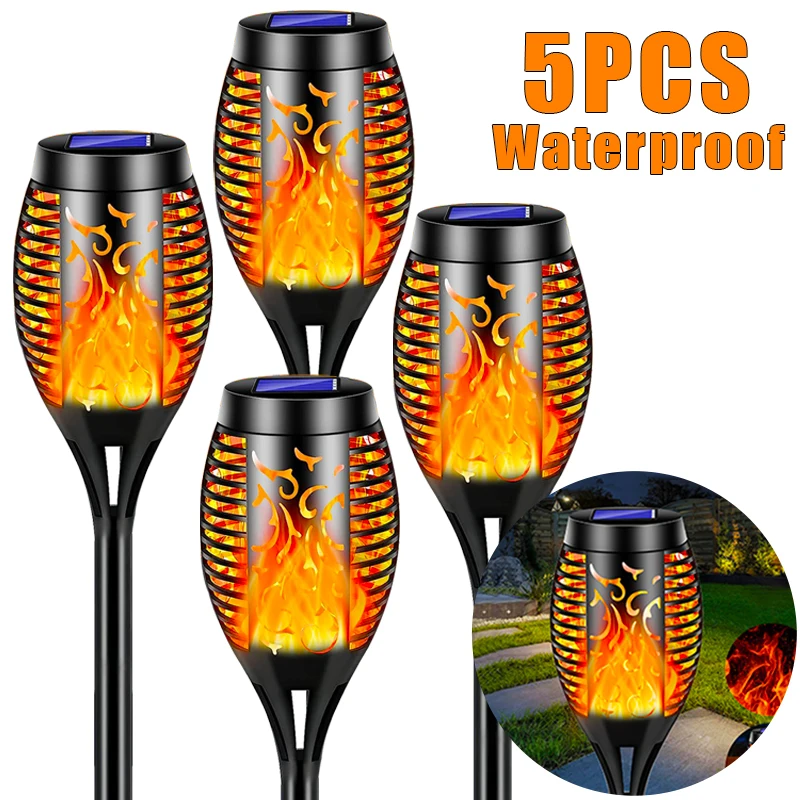 Solar Torch Light LED Flickering Flame Decor Outdoor Lighting Waterproof Garden Pathway Lamp For Outside Patio Path Yard Lawn