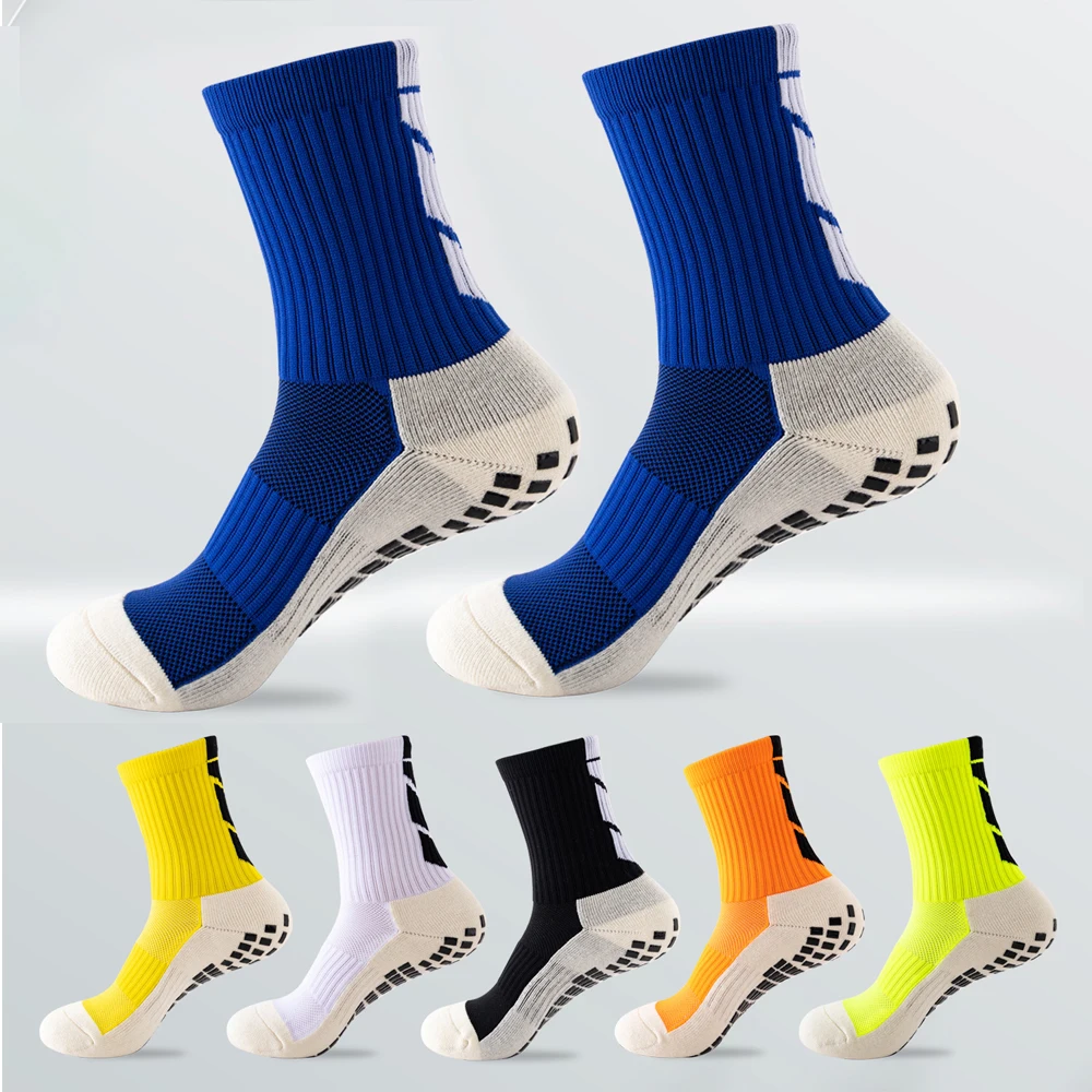 

5 Pairs Non-slip Soccer Socks Men Silicone Bottom Football Socks Mid Calf Cycling Sports Sock Tennis Volleyball Badminton Socks