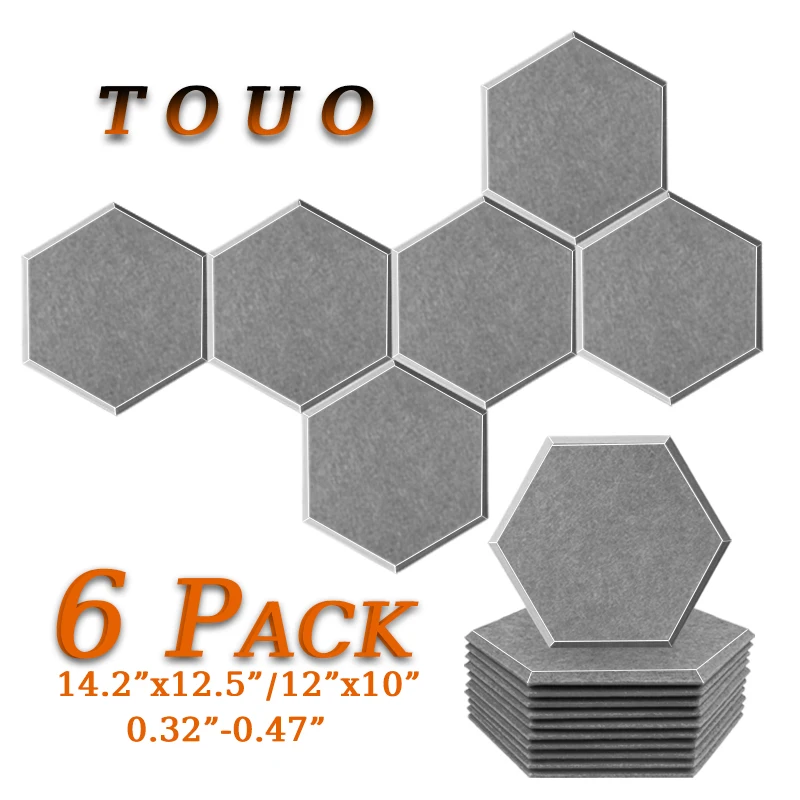 6 Pcs TOUO Soundproofing Panels Flame-Retardant Sound Absorbing Material Sound Absorbing Treatment acoustic foam panels