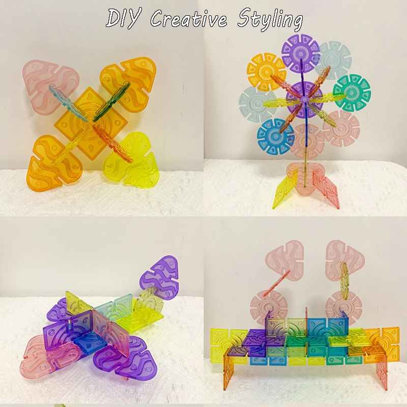 Baby Snowflake Interlocking Block Montessori Creative Toy Light Transparent Block Geometry Cognition Kid Sensory Educational Toy