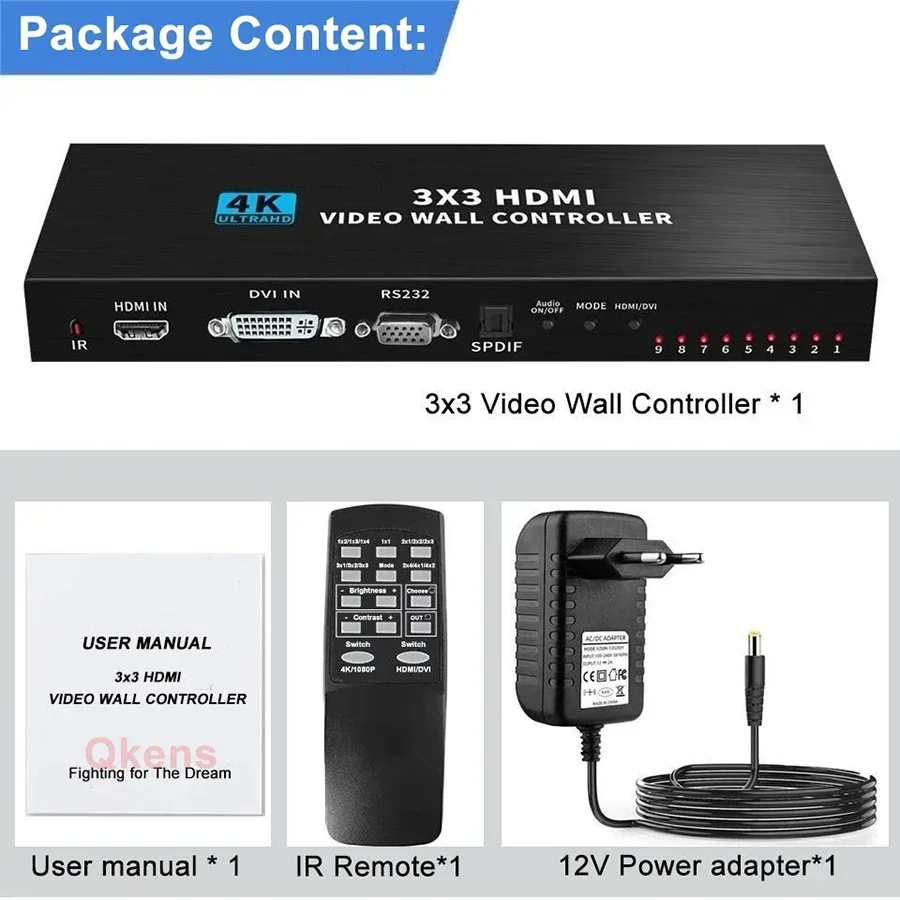 4K 3x3 Video Wall Controller 1x2 1x3 1x4 2x3 2X4 2X2 HDMI Video Wall Controller