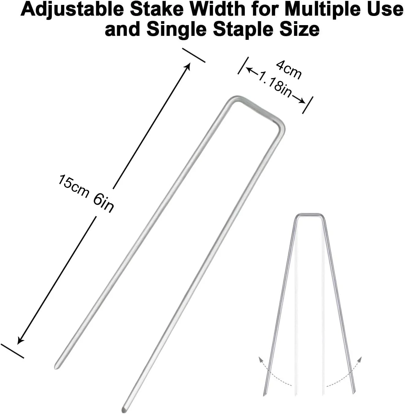 10Pack U-Type Landscape Staples 6 Inch Garden Galvanized Stake Gardening Fixing Tools Film Peg for Securing Netting Ground Sheet