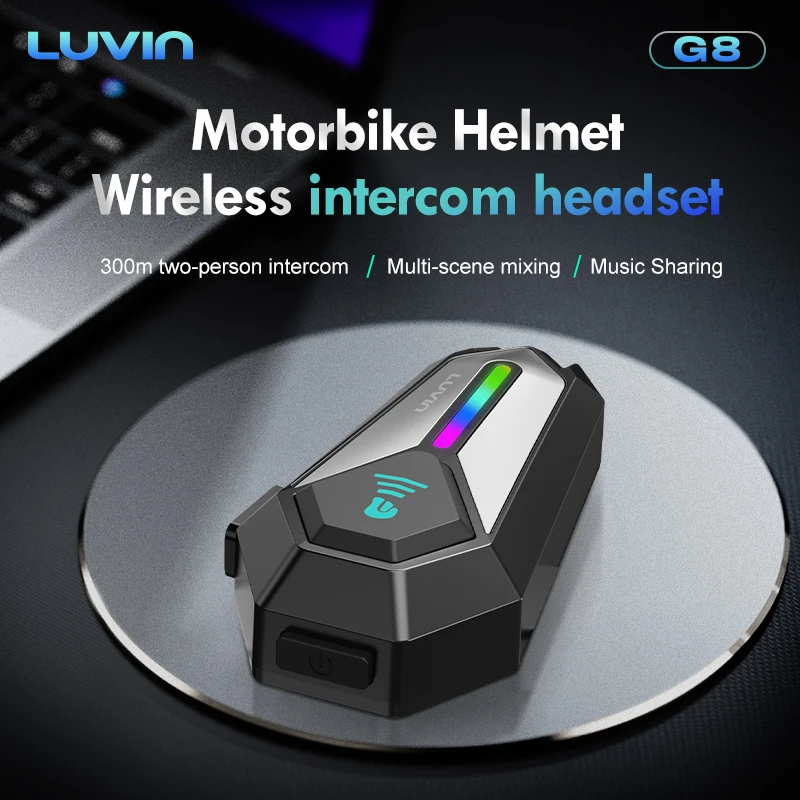 루빈 글락시8 오토바이 헤드셋 (BT 5.3 MP3 플레이어 또는 GPS 네비게이션 헬멧 헤드셋 포함)