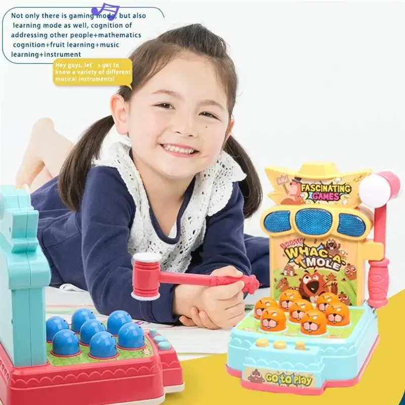 Kids Music Toys Baby Enlightenment Game Console Electric Whack a Mole Toy with Interactive Knock Knock Music for Early Education