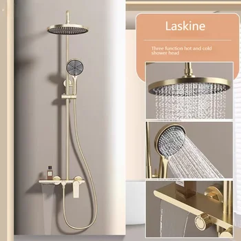 Golden ชุดฝักบัวห้องน้ํา MULTI FUNCTION Spout Mixer พร้อมฝักบัวมือโรงแรมอพาร์ทเมนท์อ่างอาบน้ํา Booster ฝักบัวระบบชุด 2