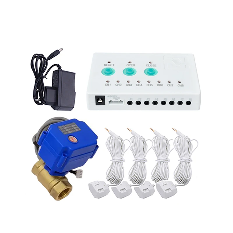 russian water leakage alarm device with brass smart valve dn15 dn20 dn25 Russian Ukrain Home Security Essential Leakage Detector with DN15 DN20 DN25 Tap Crane and Long Probe Sensor