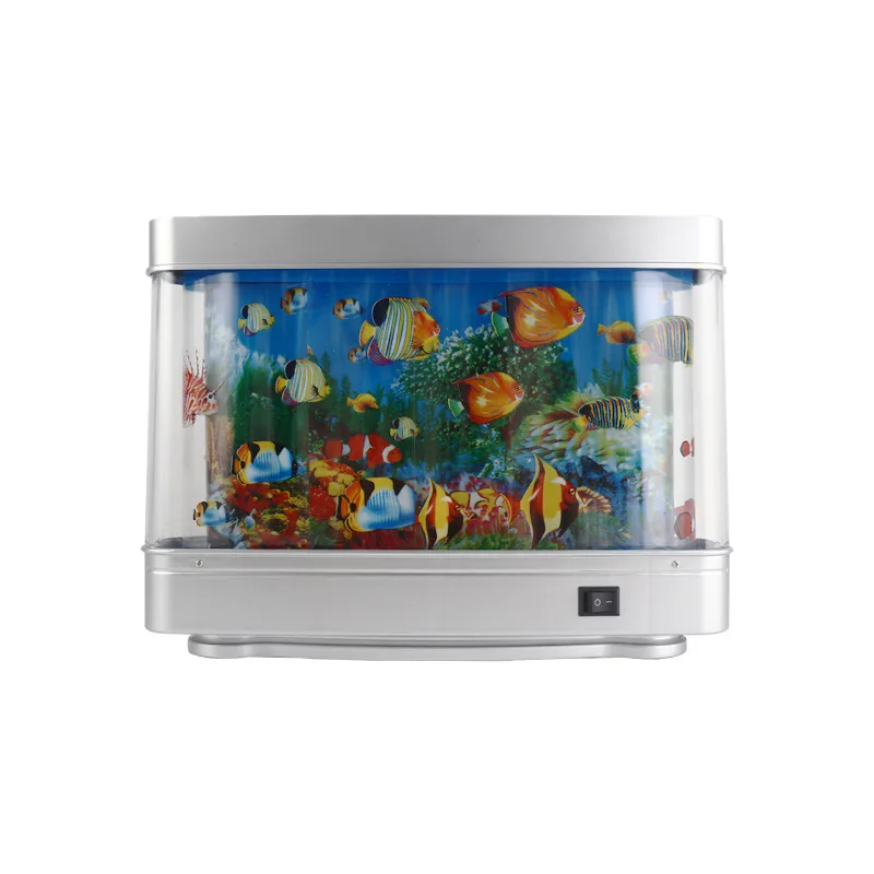 Fish Tank Decorations Led Fish Tank Lamp Sea View Fish Creative Simulation Aquarium Underwater World Landscape Lamp for Living Room Decoration