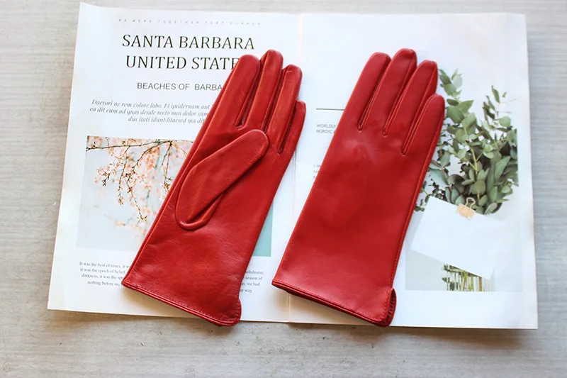 Summer Driving Thin Sheepskin Leather Gloves Women's Touch Screen Single Unlined Straight Style Motorcycle Riding Gloves