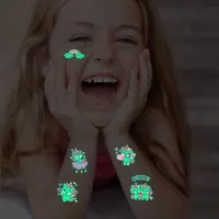 5pcs/Set Luminous Tattoo Stickers Kids Temporary Colorful Animal Mermaid Dinosaur Unicorn Space Cute Tattoo Sticker for Children 2